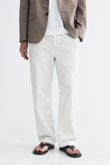 Cloud White Relaxed Remi cotton Trousers