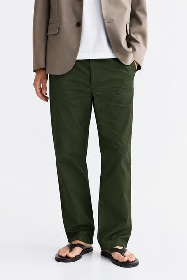 Forest Olive Essential Remi cotton Trousers